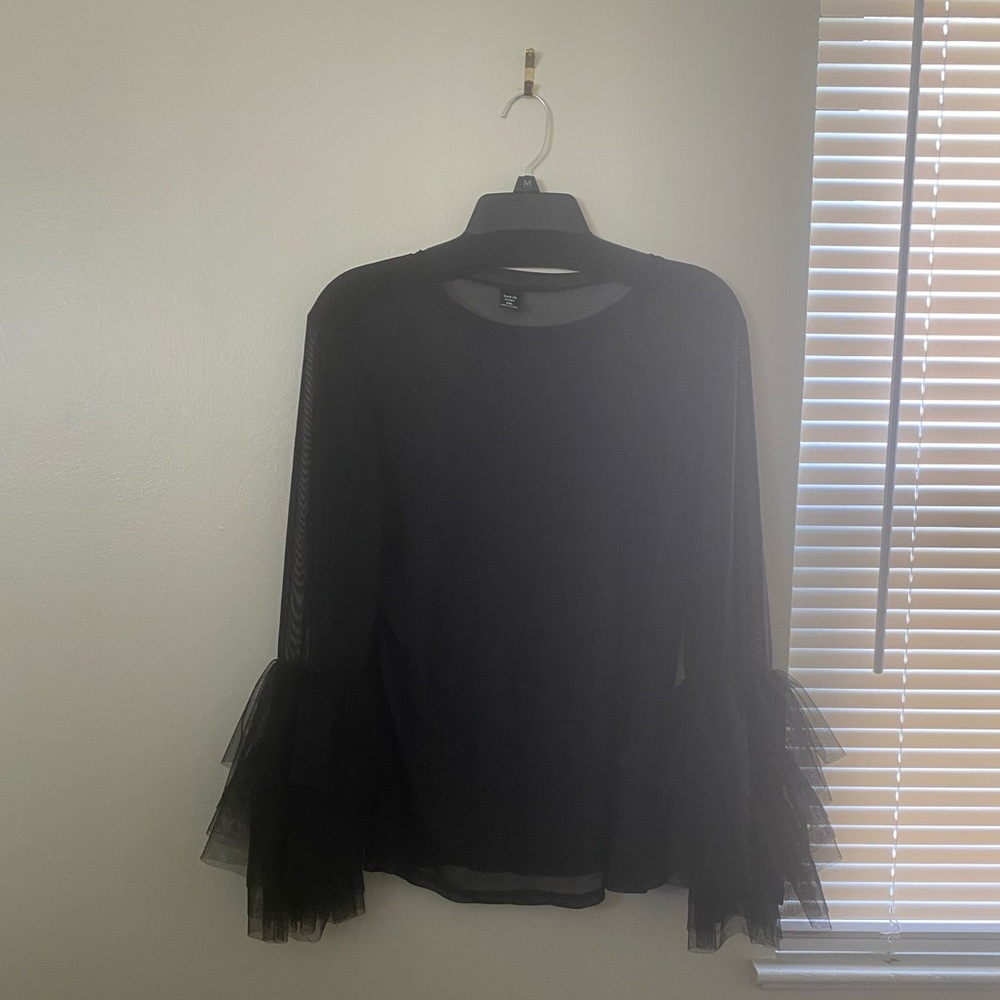 SHEIN - MESH FRILL TOP